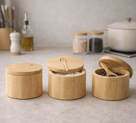 BambuChef™ – Set de Especieros de Bambú (3 Piezas)