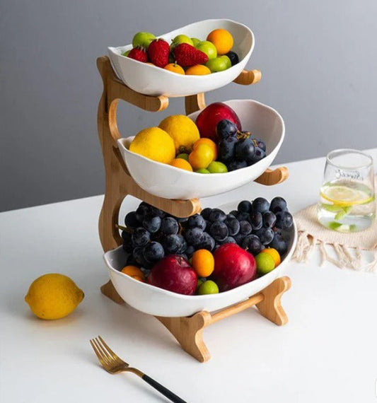 WoodNest™ – Frutero de Madera de 3 Niveles