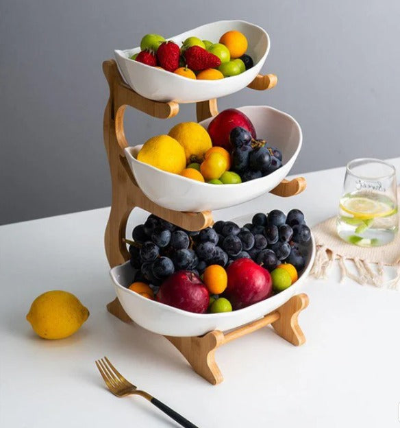 WoodNest™ – Frutero de Madera de 3 Niveles