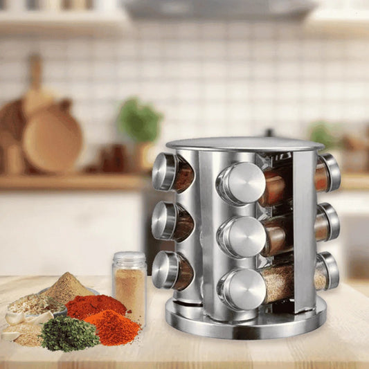 GiroSpice™ – Organizador Giratorio para Especias con 12 Frascos