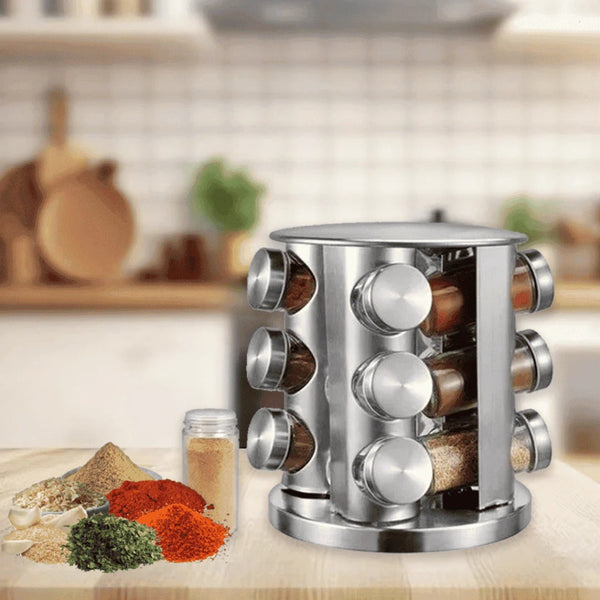 GiroSpice™ – Organizador Giratorio para Especias con 12 Frascos